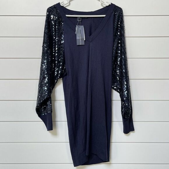 French connection blue sequin sweater dress size 6 - Picture 2 of 9